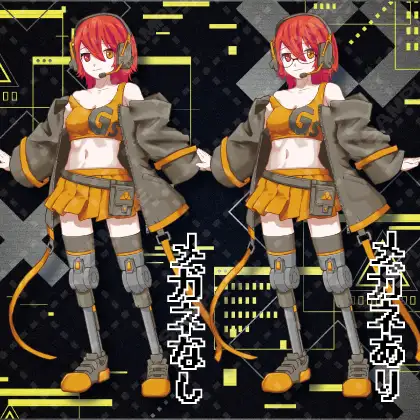 【立ち絵素材】サイバー義足の女の子【表情5種+メガネ差分】 3
