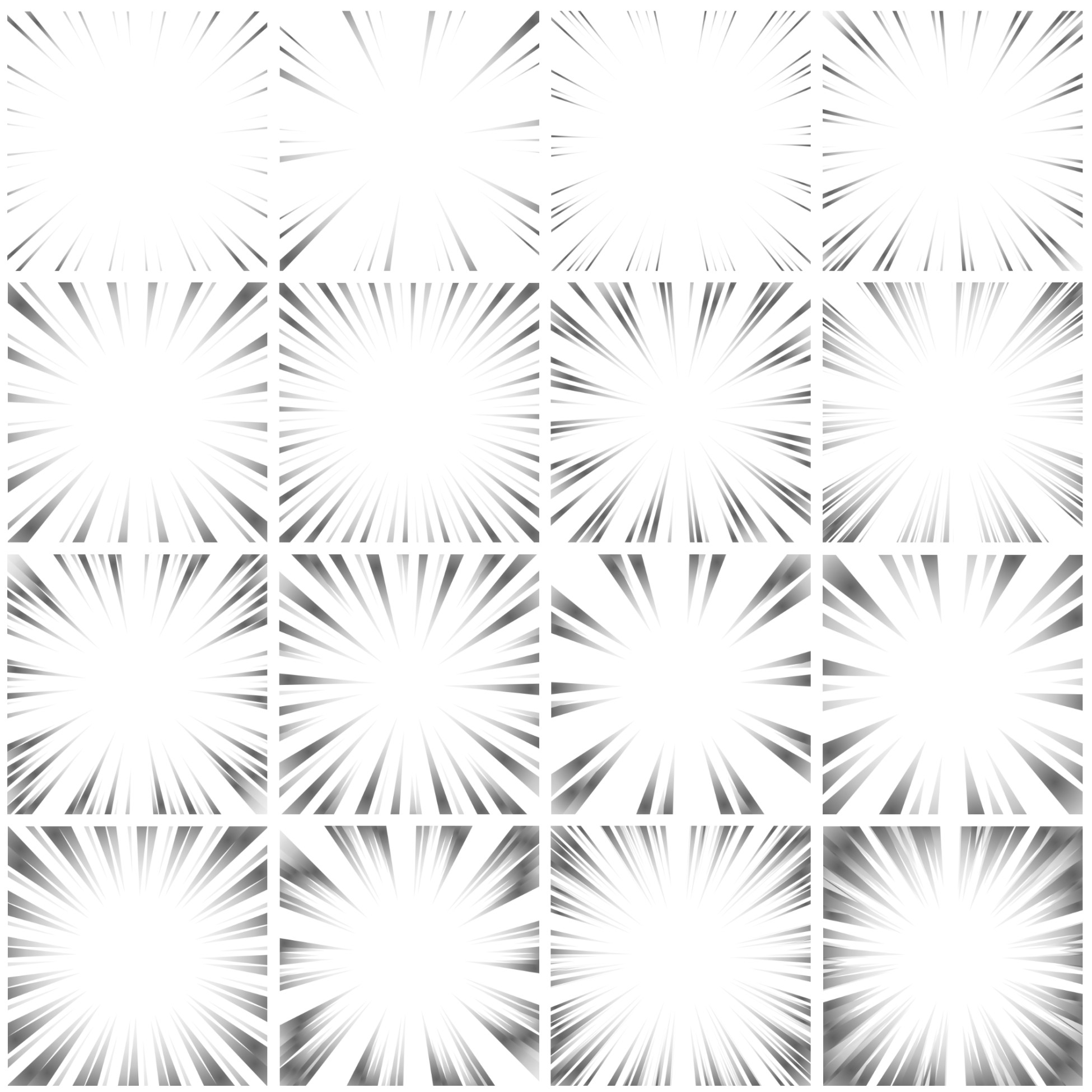 【商用利用可能】グラデーション集中線vol.2 青・緑・黄色・灰色 91個セット