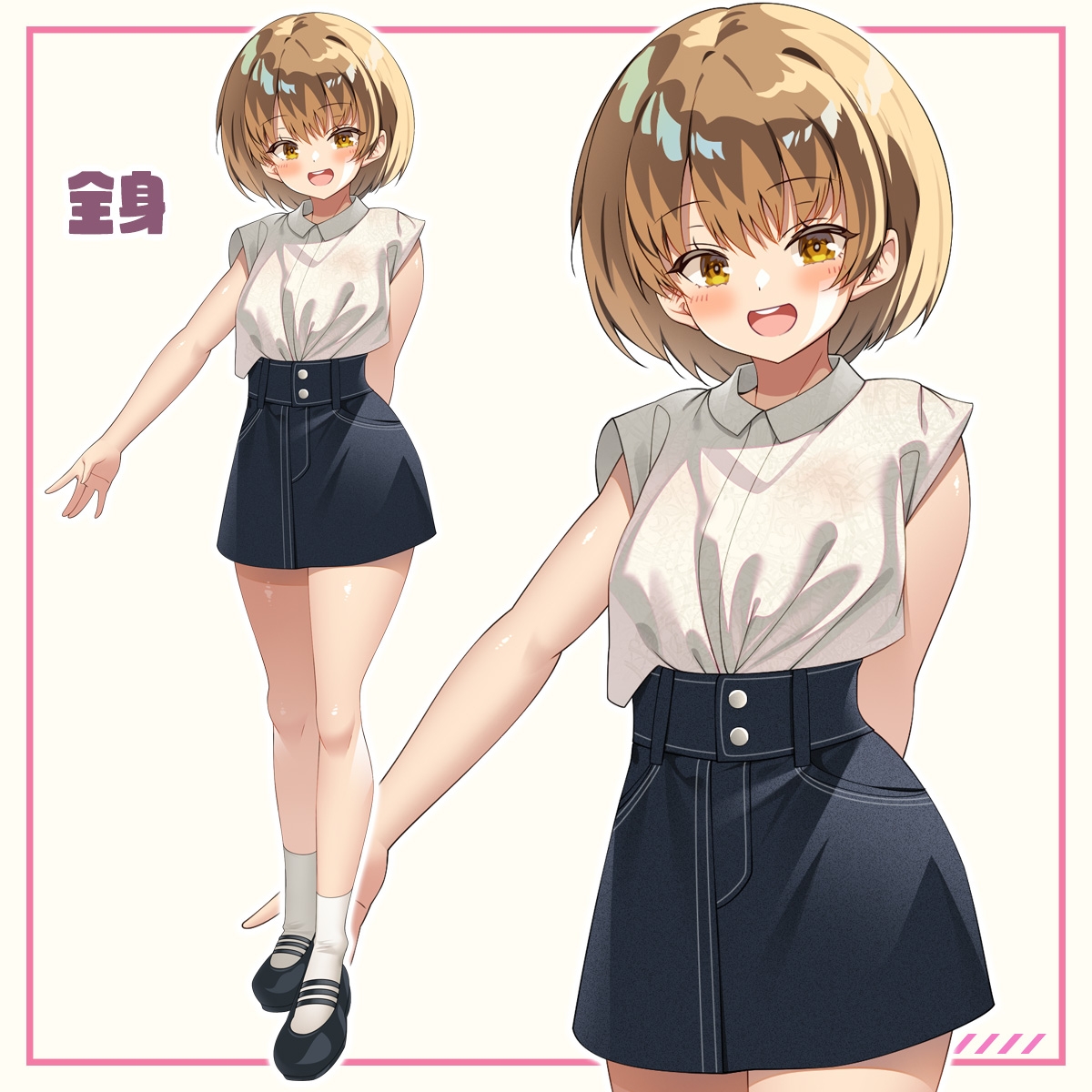 女子学生立ち絵素材01-A 私服編【表情17種】