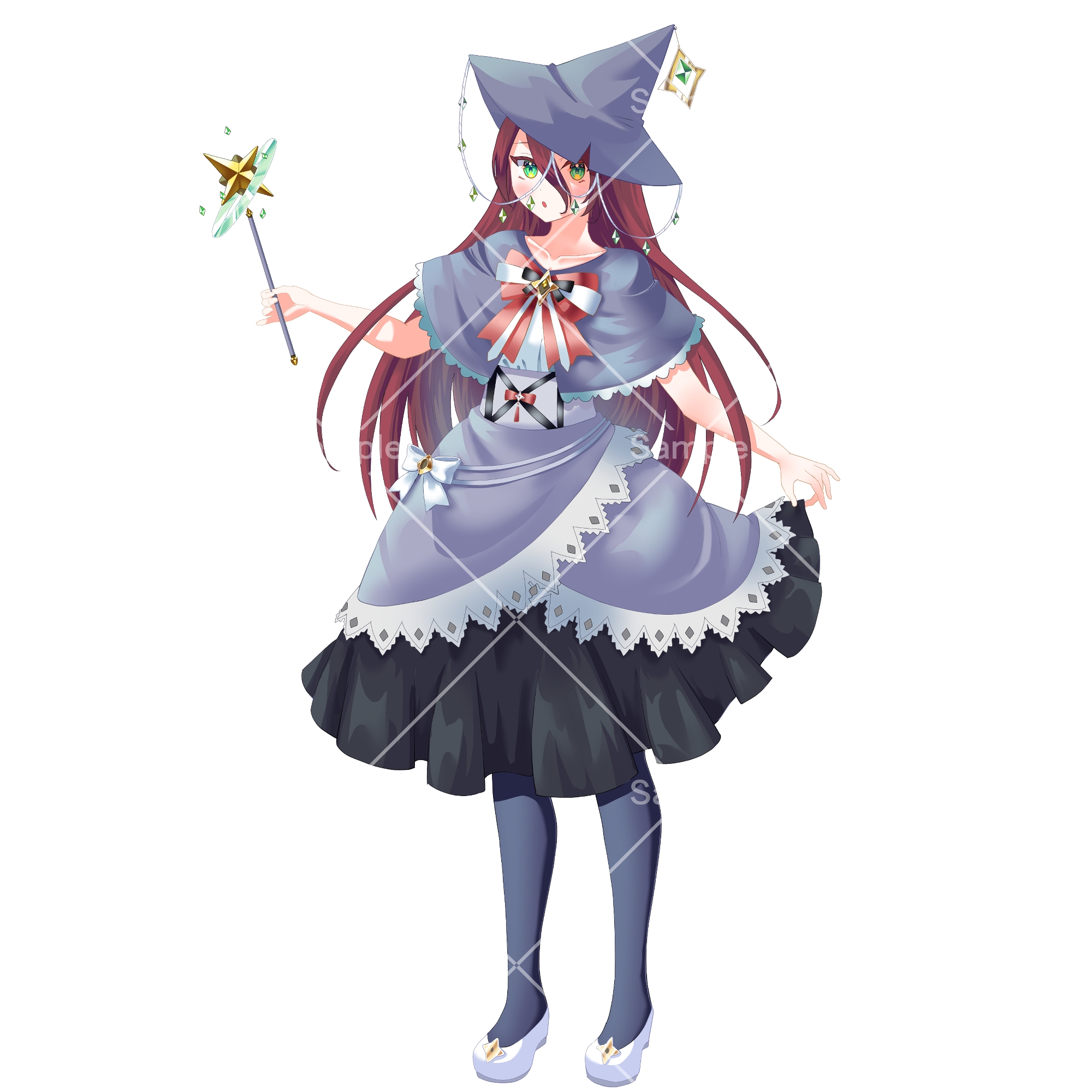 【PSD+PNG表情16種】モノクロ魔女【立ち絵素材】3色セット