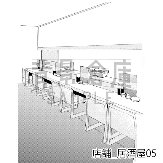 【トーンつき】店舗_背景素材集2(居酒屋)
