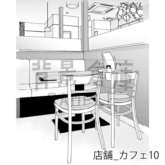 【トーンつき】店舗_背景素材集4(カフェ)