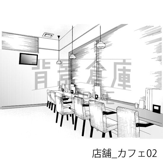 【トーンつき】店舗_背景素材集4(カフェ)