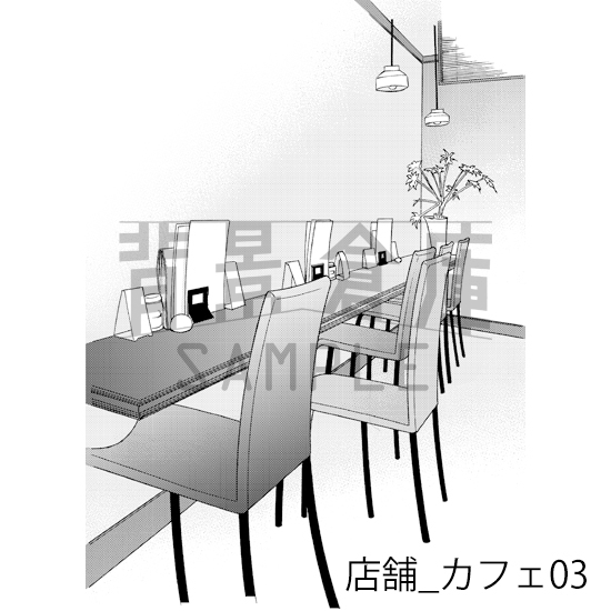 【トーンつき】店舗_背景素材集4(カフェ)