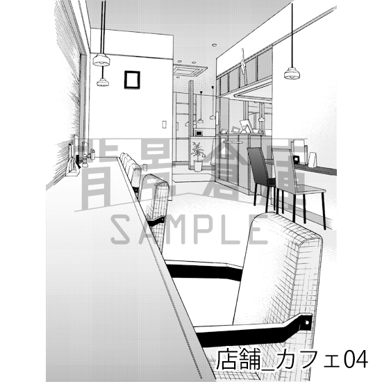 【トーンつき】店舗_背景素材集4(カフェ)