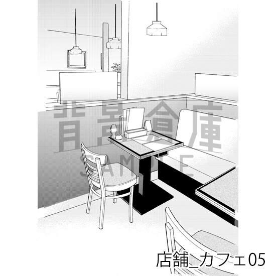 【トーンつき】店舗_背景素材集4(カフェ)