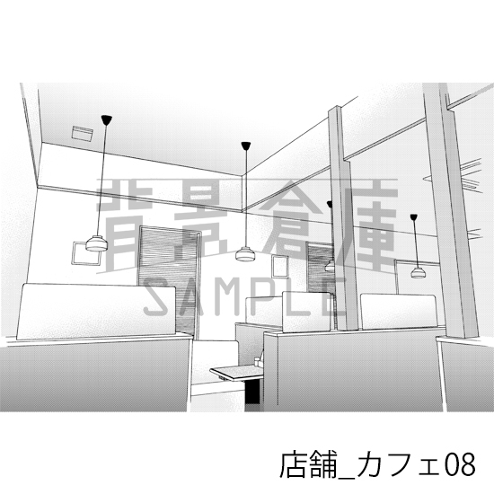 【トーンつき】店舗_背景素材集4(カフェ)