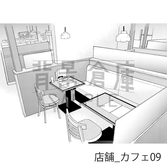 【トーンつき】店舗_背景素材集4(カフェ)