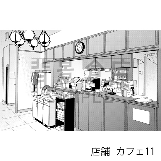 【トーンつき】店舗_背景素材集5(カフェ)