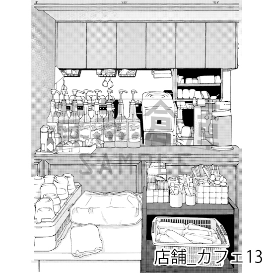 【トーンつき】店舗_背景素材集5(カフェ)