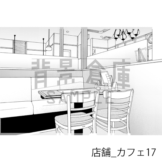 【トーンつき】店舗_背景素材集5(カフェ)