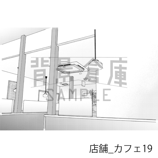 【トーンつき】店舗_背景素材集5(カフェ)
