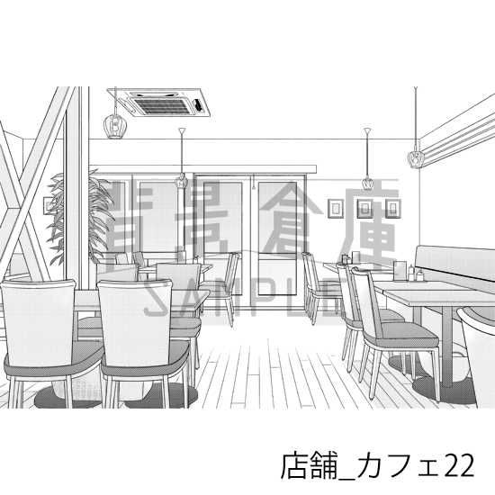 【トーンつき】店舗_背景素材集16(カフェ)