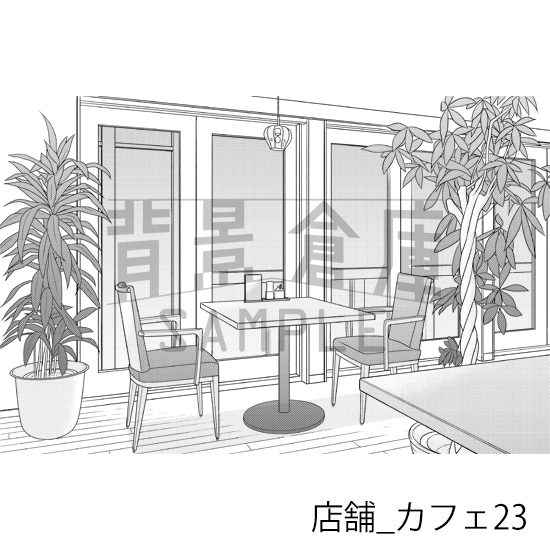 【トーンつき】店舗_背景素材集16(カフェ)