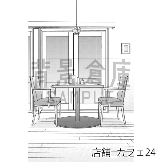 【トーンつき】店舗_背景素材集16(カフェ)