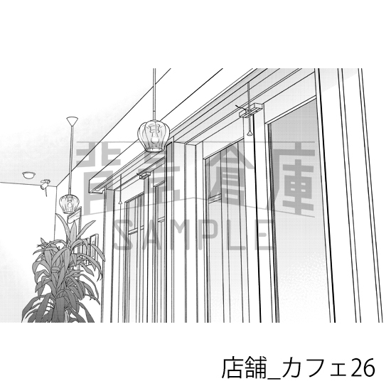 【トーンつき】店舗_背景素材集17(カフェ)