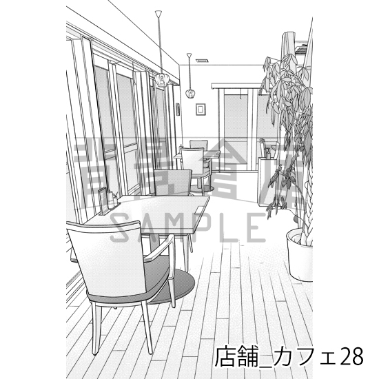 【トーンつき】店舗_背景素材集17(カフェ)