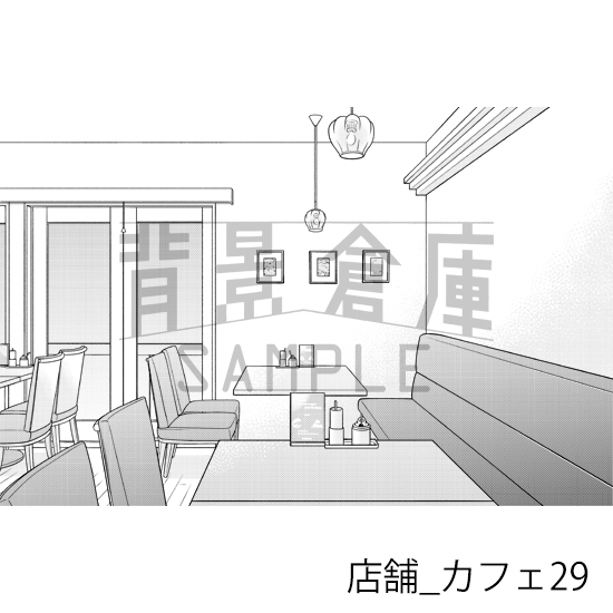 【トーンつき】店舗_背景素材集17(カフェ)