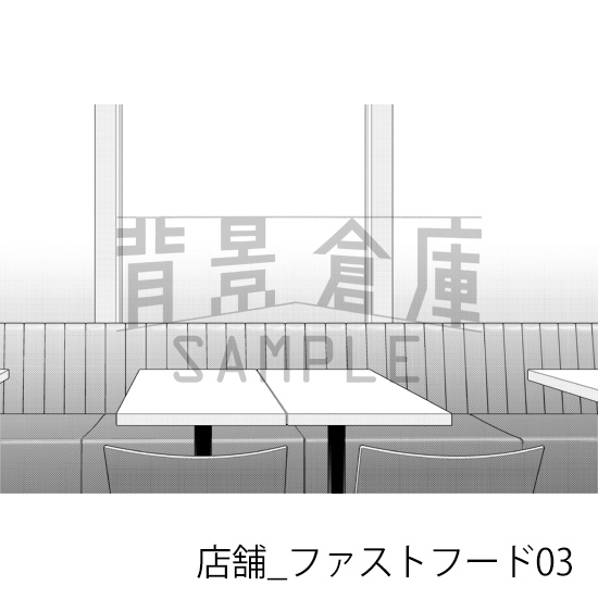 【トーンつき】店舗_背景素材集27(ファストフード)