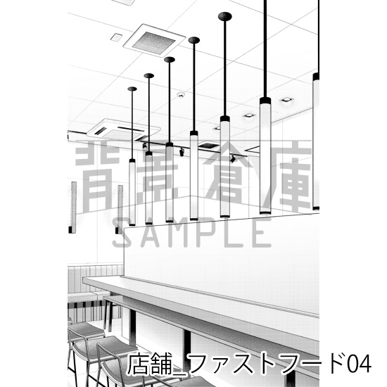 【トーンつき】店舗_背景素材集27(ファストフード)
