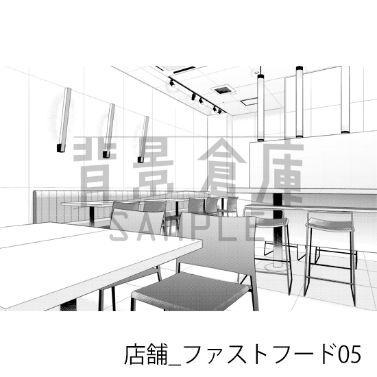 【トーンつき】店舗_背景素材集27(ファストフード)