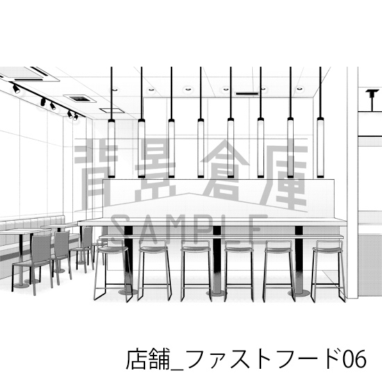 【トーンつき】店舗_背景素材集27(ファストフード)