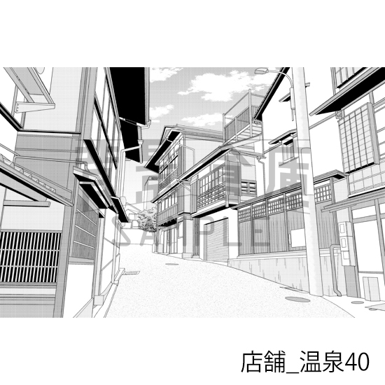 【トーンつき】店舗_背景素材集29(温泉)