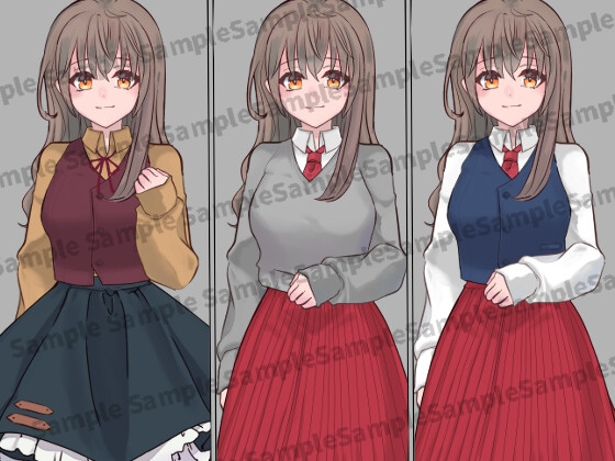 立ち絵素材女子高生2【服装3種】