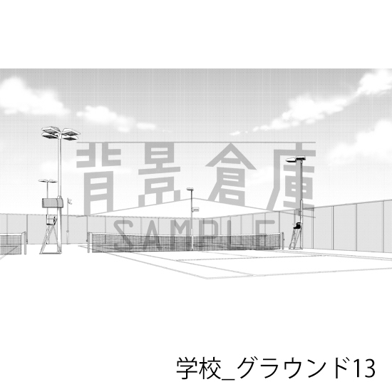 【トーンつき背景】学校_背景素材集43(グラウンド)