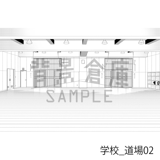 【トーンつき背景】学校_背景素材集44(道場)