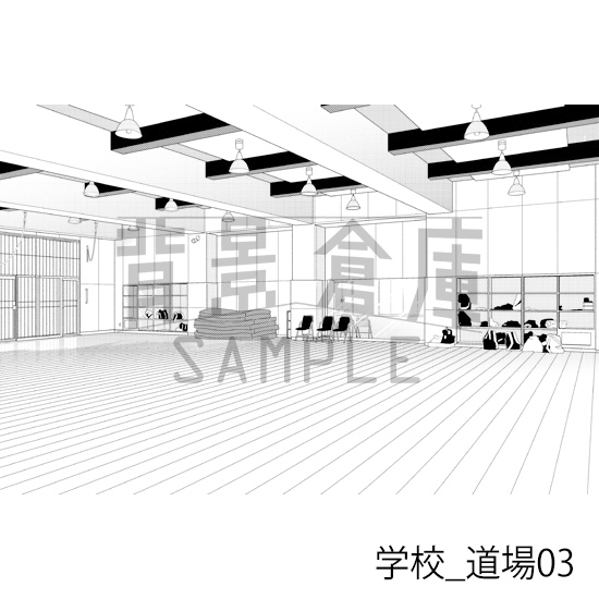 【トーンつき背景】学校_背景素材集44(道場)