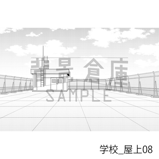 【トーンつき背景】学校_背景素材集45(屋上)