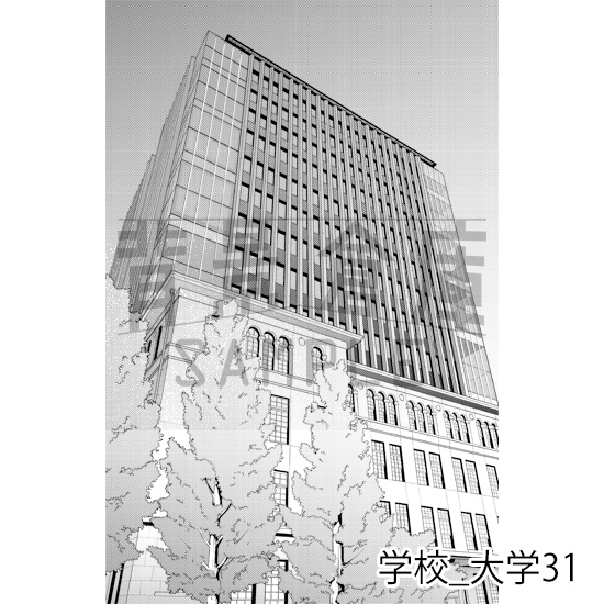 【トーンつき背景】学校_背景素材集47(大学)