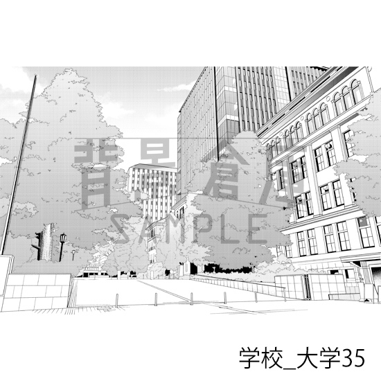 【トーンつき背景】学校_背景素材集47(大学)