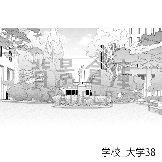 【トーンつき背景】学校_背景素材集48(大学)