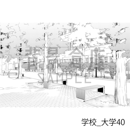 【トーンつき背景】学校_背景素材集48(大学)