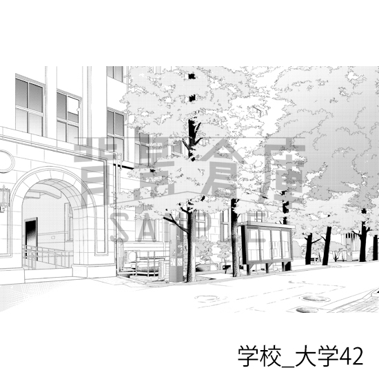 【トーンつき背景】学校_背景素材集48(大学)