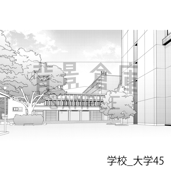 【トーンつき背景】学校_背景素材集49(大学)