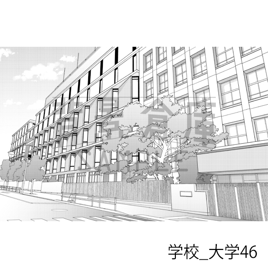 【トーンつき背景】学校_背景素材集49(大学)