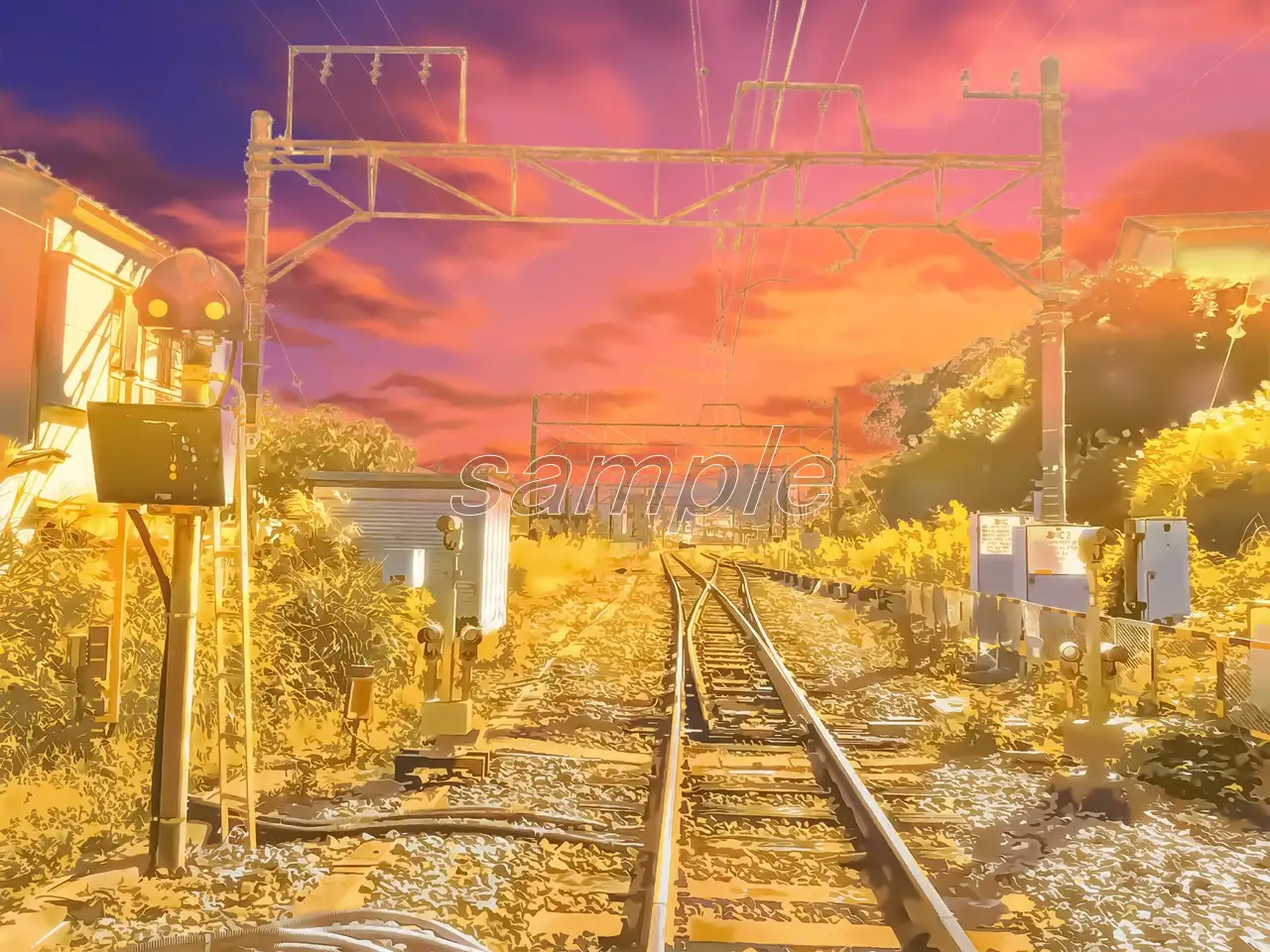 線路1【背景素材_夕方差分+空くり抜きセット】 2
