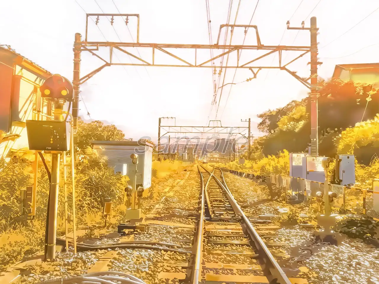 線路1【背景素材_夕方差分+空くり抜きセット】 4