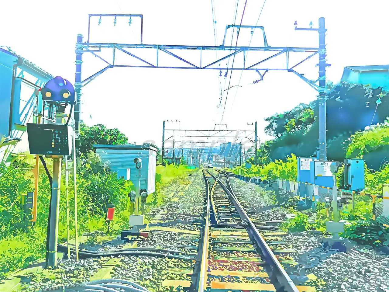 線路1【背景素材_夕方差分+空くり抜きセット】 5