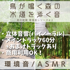 【環境音・ASMR】鳥が鳴く森の木道を歩く音 ～商用フリーの環境音～ [音の庭園]