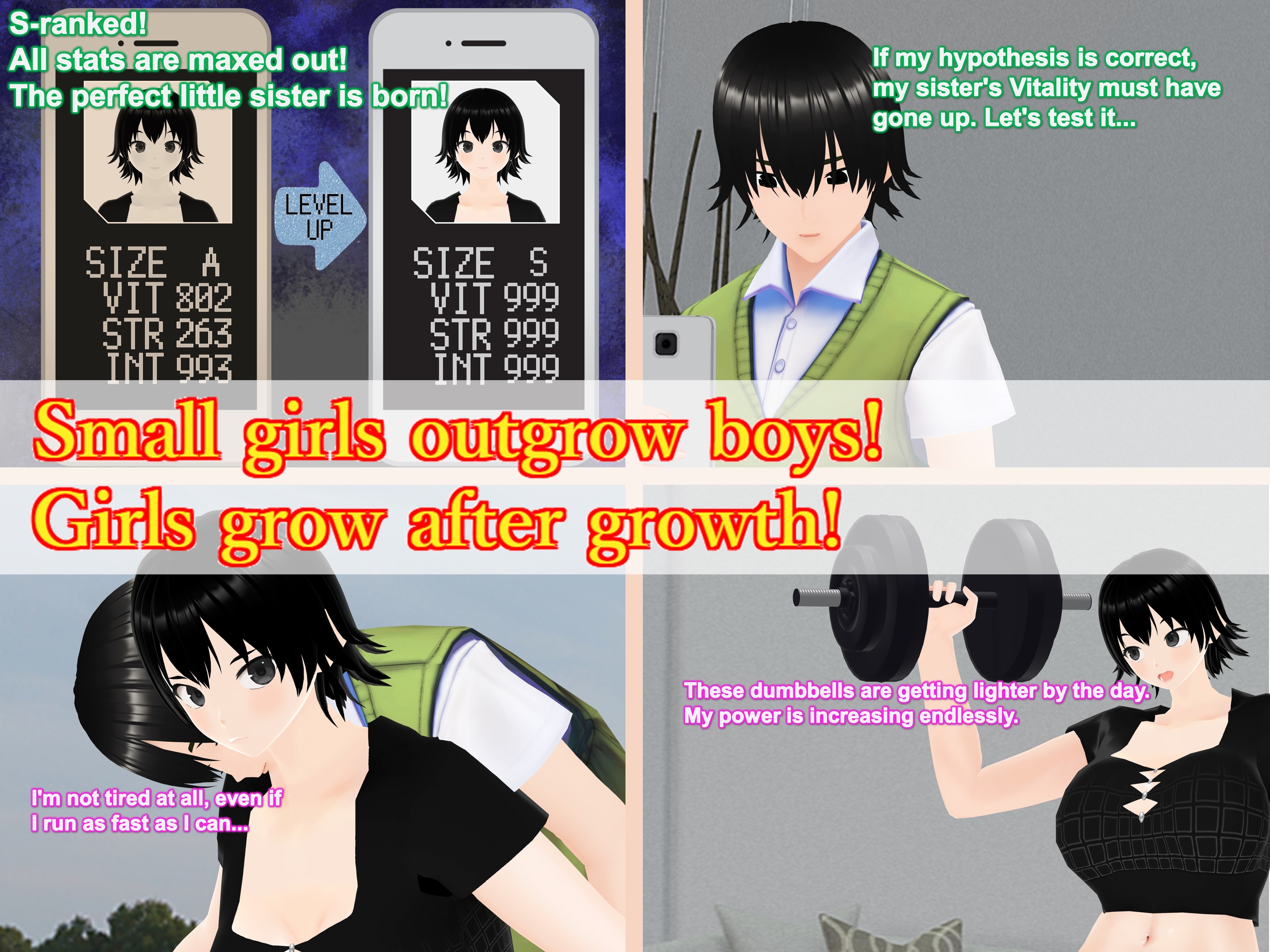 Outgrowing only girls, Overtake boys, Growth sound. Stat building game App Arc [女子成長クラブ]