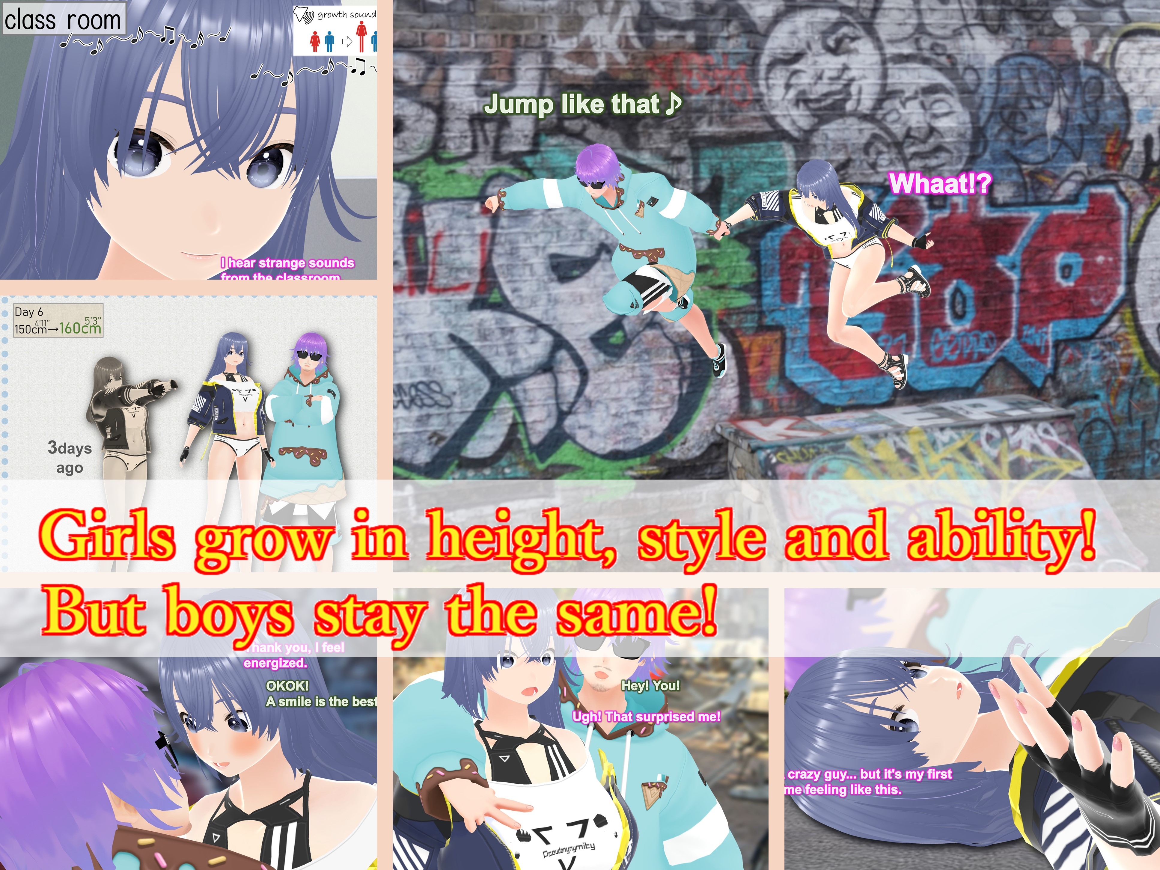Outgrowing only girls, Overtake boys, Growth sound. street culture Arc [女子成長クラブ]