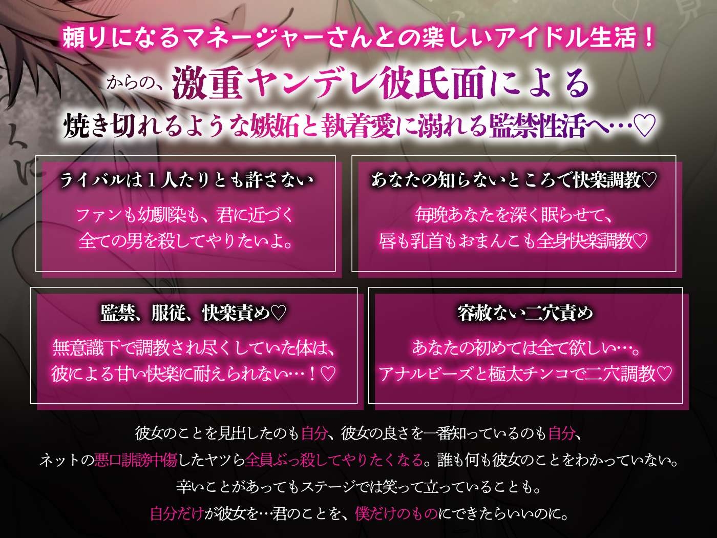 アイドル様、堕ちてきて♡〜後方彼氏面激重ヤンデレマネージャーによる監禁性活〜