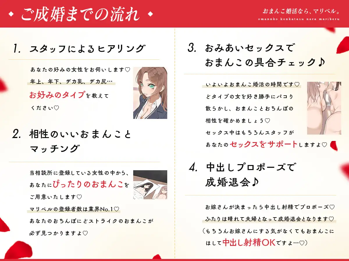 おまんこ婚活なら、マリベル。 ~婚前セックスでカラダの相性チェックOK♪おまんこでお嫁さんを選べる都合良すぎ結婚相談所~_5