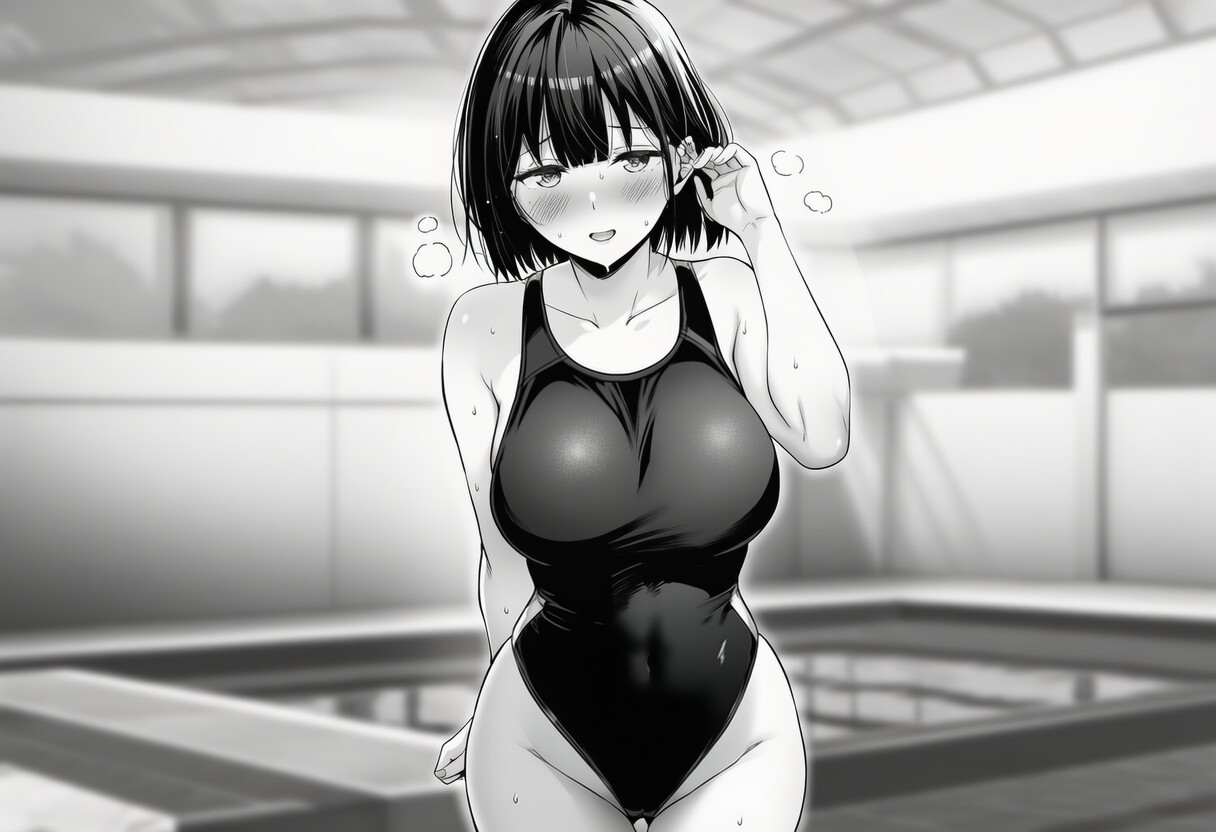 水泳部の後輩JKとビーチで純愛セックス！競泳水着で野外イチャラブしちゃう！ [しっぽ]