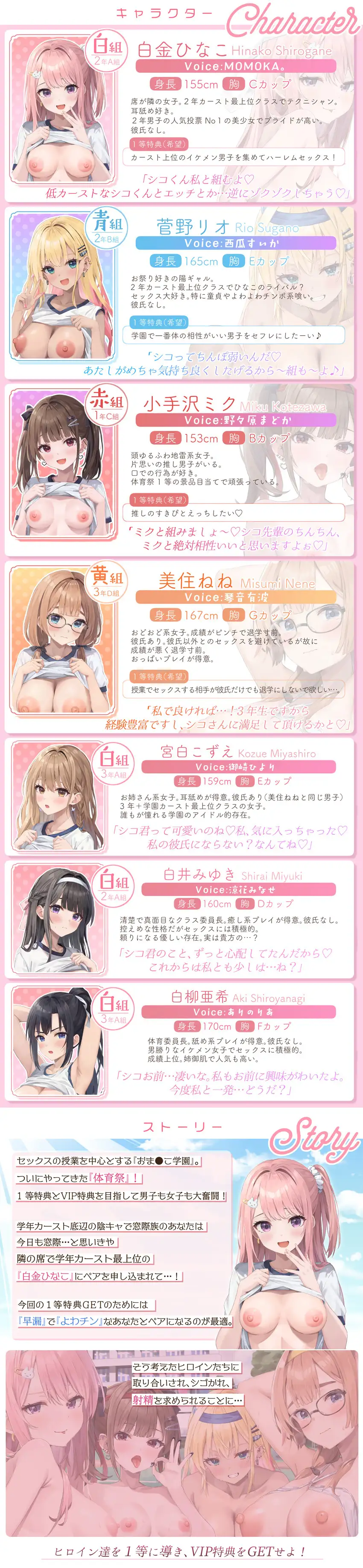 【✅7人×4.5時間超✅8/21まで早期特典つき】おま〇こ学園体育祭≪早漏よわチン争奪戦！≫ ～陰キャで学年カースト最下位の僕が7人の女子にイカされまくった伝説の日～_10