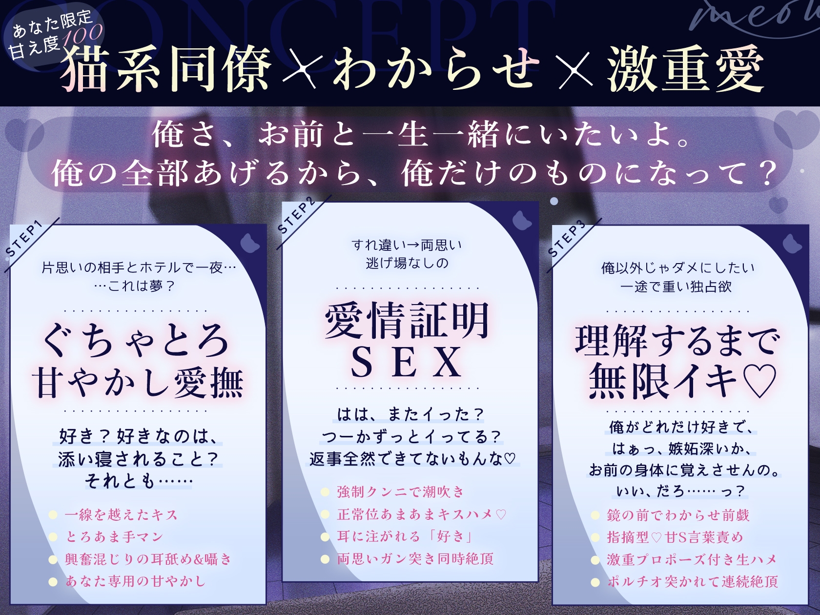 【※※甘メロ保証♡※※】「全部わかるまで、付き合ってよ」猫系重め男子の溺甘愛情わからせSEX ღとろあま×ポルチオ×無限イキღ [夜更かしシンドローム]